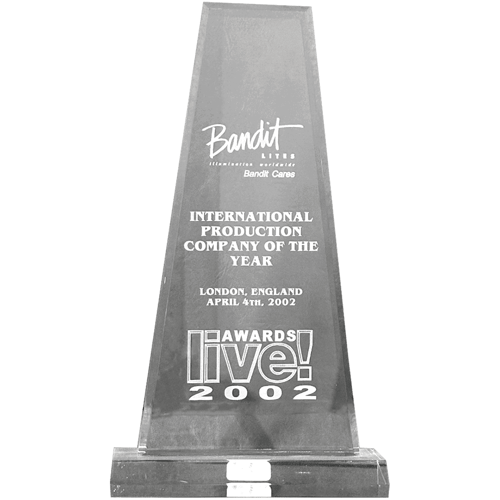 Award trophy for innovation in company excellence from 2002.