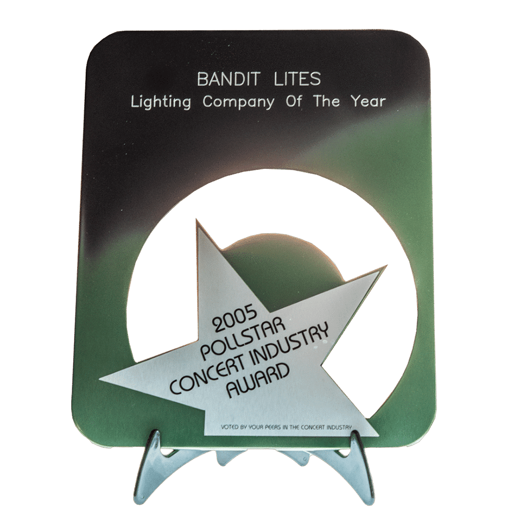 Award plaque for Bandit Lites as Lighting Company of the Year 2005.