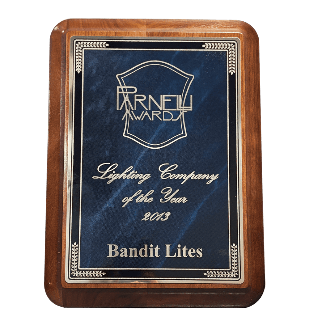 Award plaque for Lighting Company of the Year 2008, Bandit Lites.
