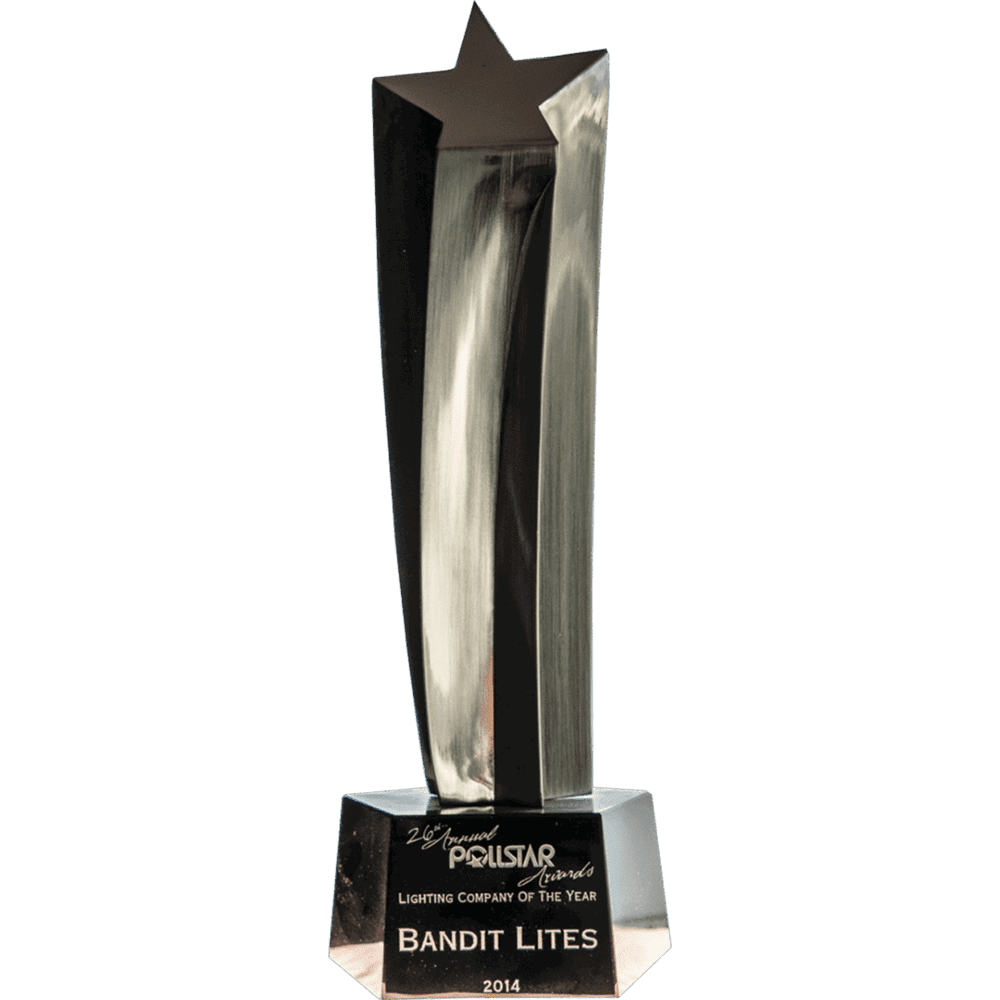 A sleek silver trophy Pollstar.