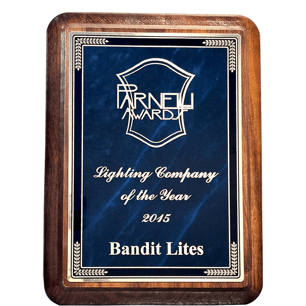 Framed Barneyl Hardy Bandit Lites sign with vintage design.