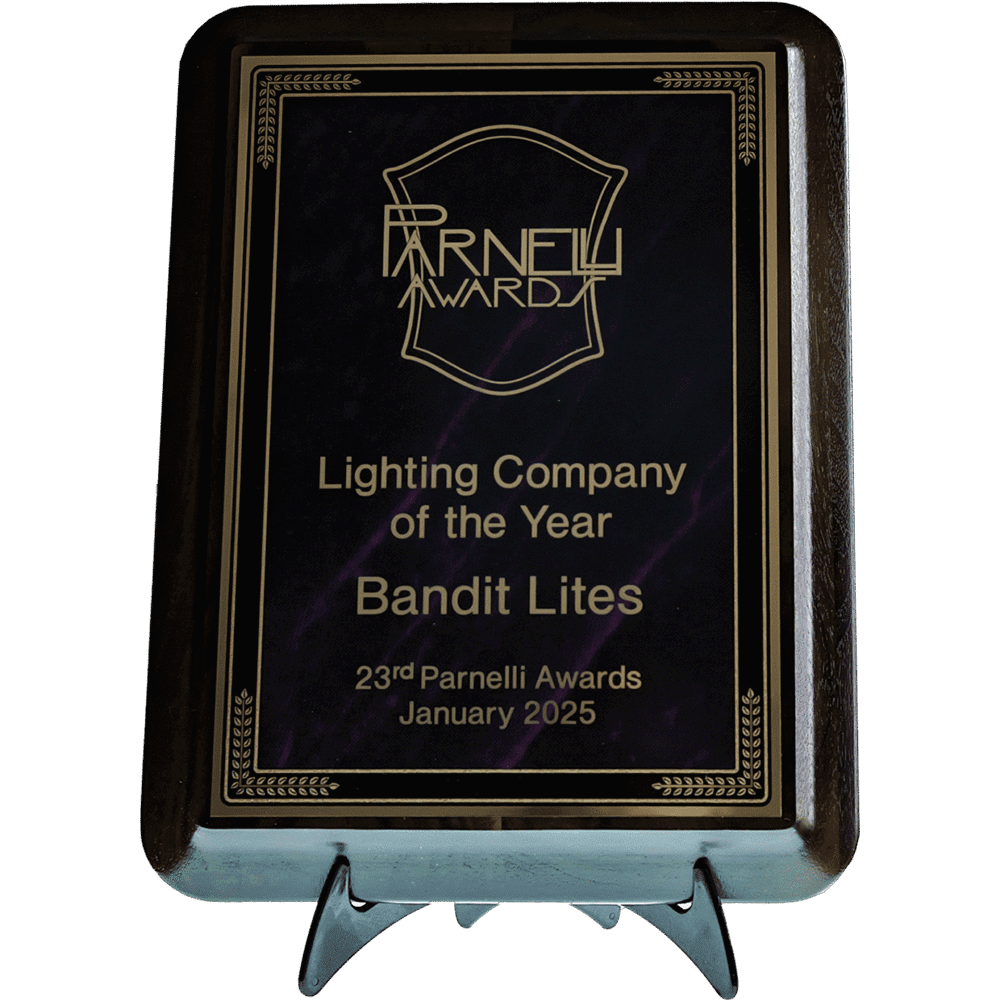 Award plaque for Lighting Company of the Year, Bandit Lites.