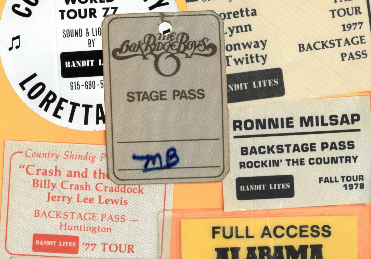 A vintage stage pass for the band Chicago from 1977 with handwritten notes. A vintage stage pass for the band Chicago from 1977 with handwritten notes.